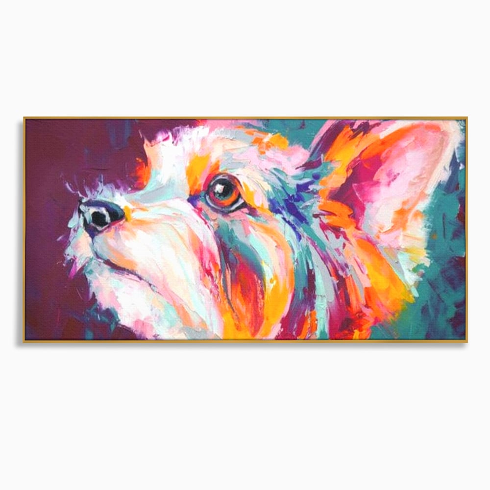 Leinwand Premium Canvas Wandkunst, LuxCanva® M1258, Soul Jucaus, Welpe, Yorkshire, Pastell, Kunst, Abstrakt, Modern, Portrait, Profil, Mehrfarbig, Malerei, Büro, Wohnen, Kinderzimmer