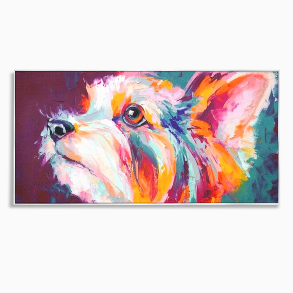 Leinwand Premium Canvas Wandkunst, LuxCanva® M1258, Soul Jucaus, Welpe, Yorkshire, Pastell, Kunst, Abstrakt, Modern, Portrait, Profil, Mehrfarbig, Malerei, Büro, Wohnen, Kinderzimmer