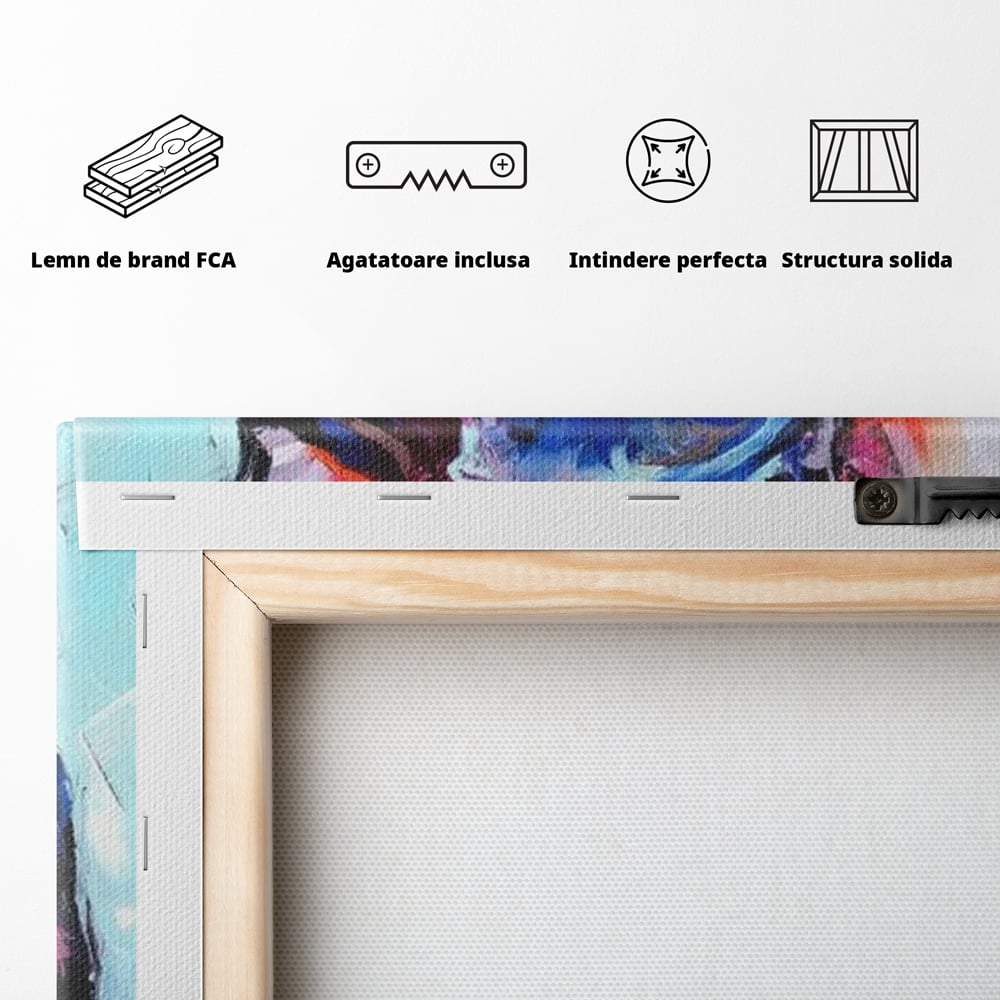 Tablou Canvas Premium, LuxCanva® M1261, Pictat cu Sufletul, Cromatic, Pictura, Arta Moderna, Bulldog, Vesel, Design, Pop Art, Funky, Caine, Urban, Birou, Living, Camera Copil