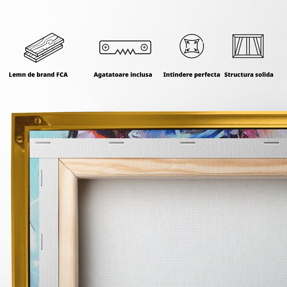 Tablou Canvas Premium, LuxCanva® M1261, Pictat cu Sufletul, Cromatic, Pictura, Arta Moderna, Bulldog, Vesel, Design, Pop Art, Funky, Caine, Urban, Birou, Living, Camera Copil