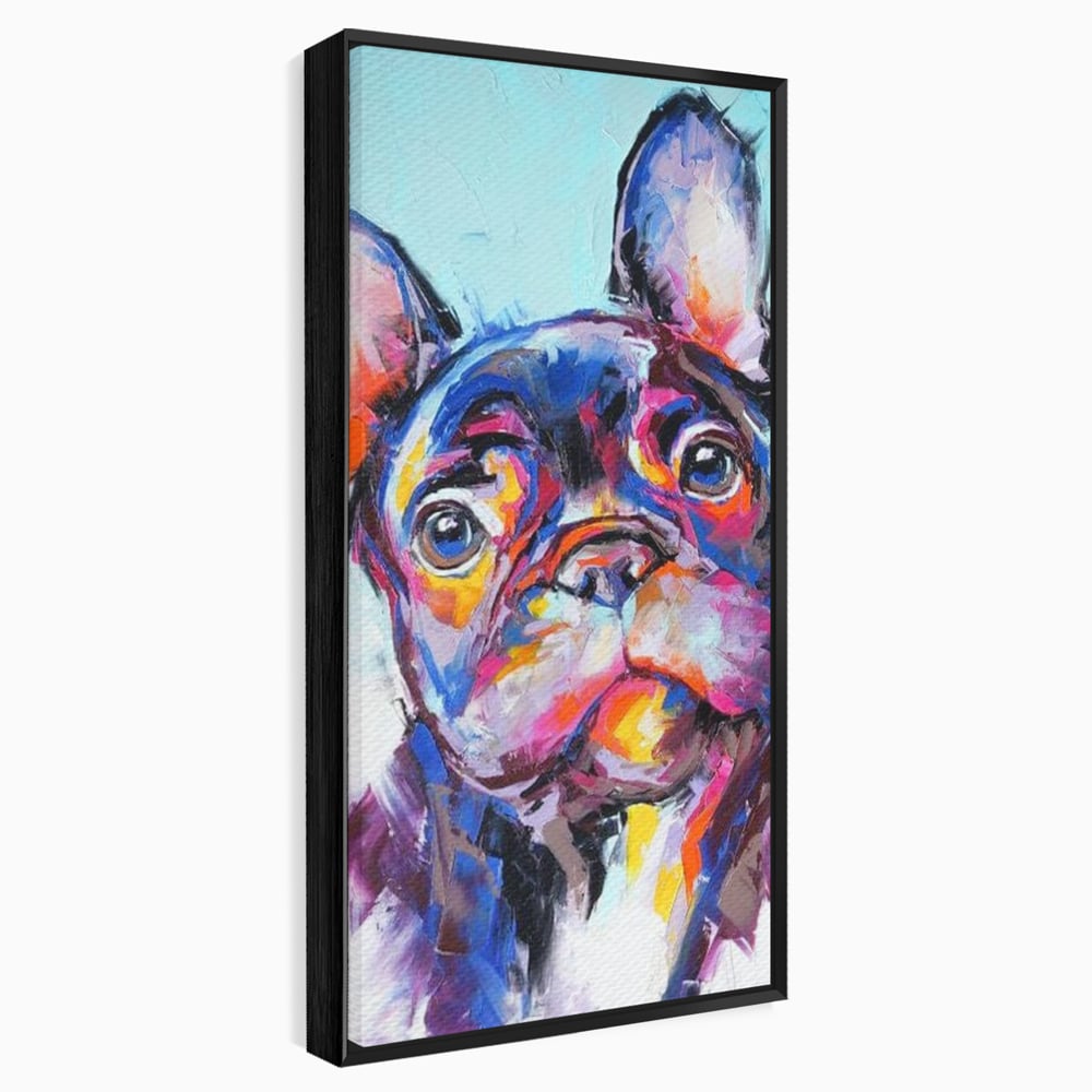 Tablou Canvas Premium, LuxCanva® M1261, Pictat cu Sufletul, Cromatic, Pictura, Arta Moderna, Bulldog, Vesel, Design, Pop Art, Funky, Caine, Urban, Birou, Living, Camera Copil