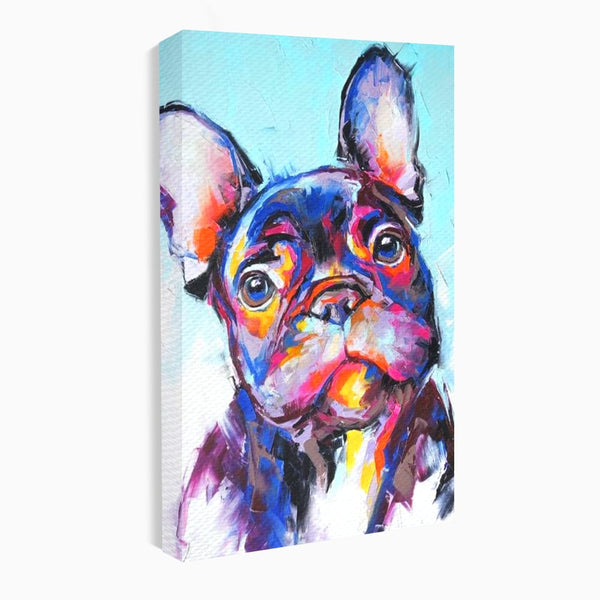 Tablou Canvas Premium, LuxCanva® M1261, Pictat cu Sufletul, Cromatic, Pictura, Arta Moderna, Bulldog, Vesel, Design, Pop Art, Funky, Caine, Urban, Birou, Living, Camera Copil
