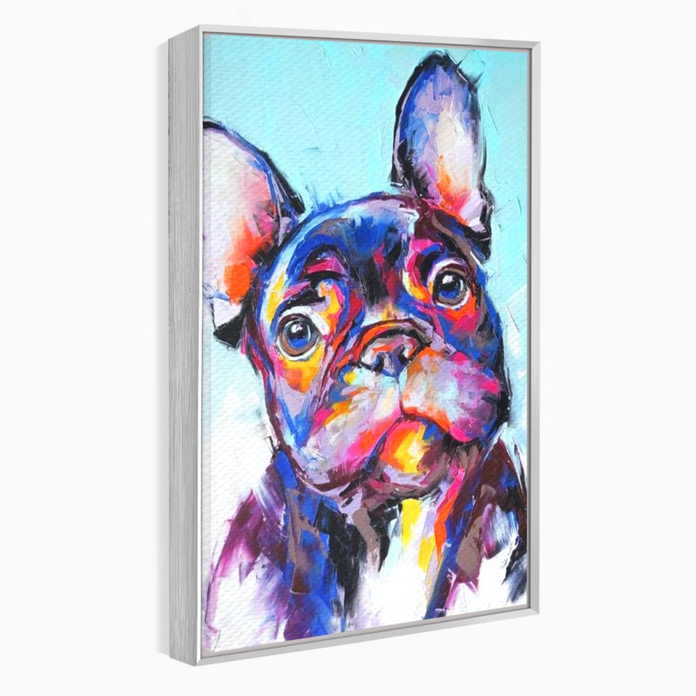 Tablou Canvas Premium, LuxCanva® M1261, Pictat cu Sufletul, Cromatic, Pictura, Arta Moderna, Bulldog, Vesel, Design, Pop Art, Funky, Caine, Urban, Birou, Living, Camera Copil