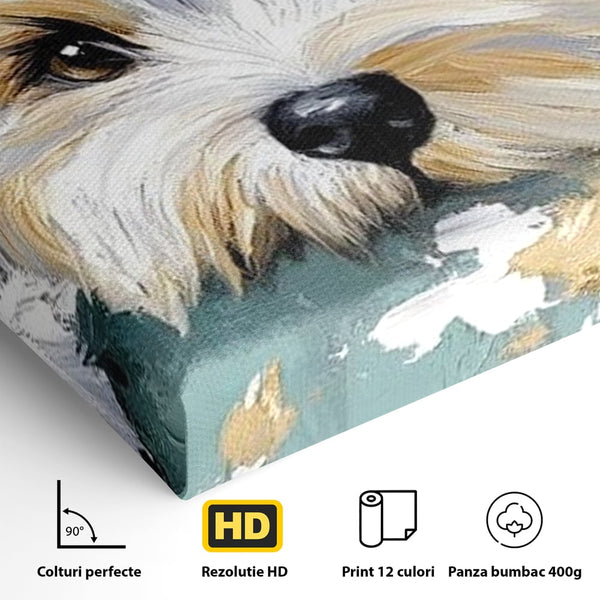 Tablou Canvas Premium, LuxCanva® M1262, Urechiuse la Panda, Yorkshire, Joaca, Curiozitate, Blanita, Simpatic, Privire, Portret, Perete, Pictura, Caine, Birou, Living, Camera Copil