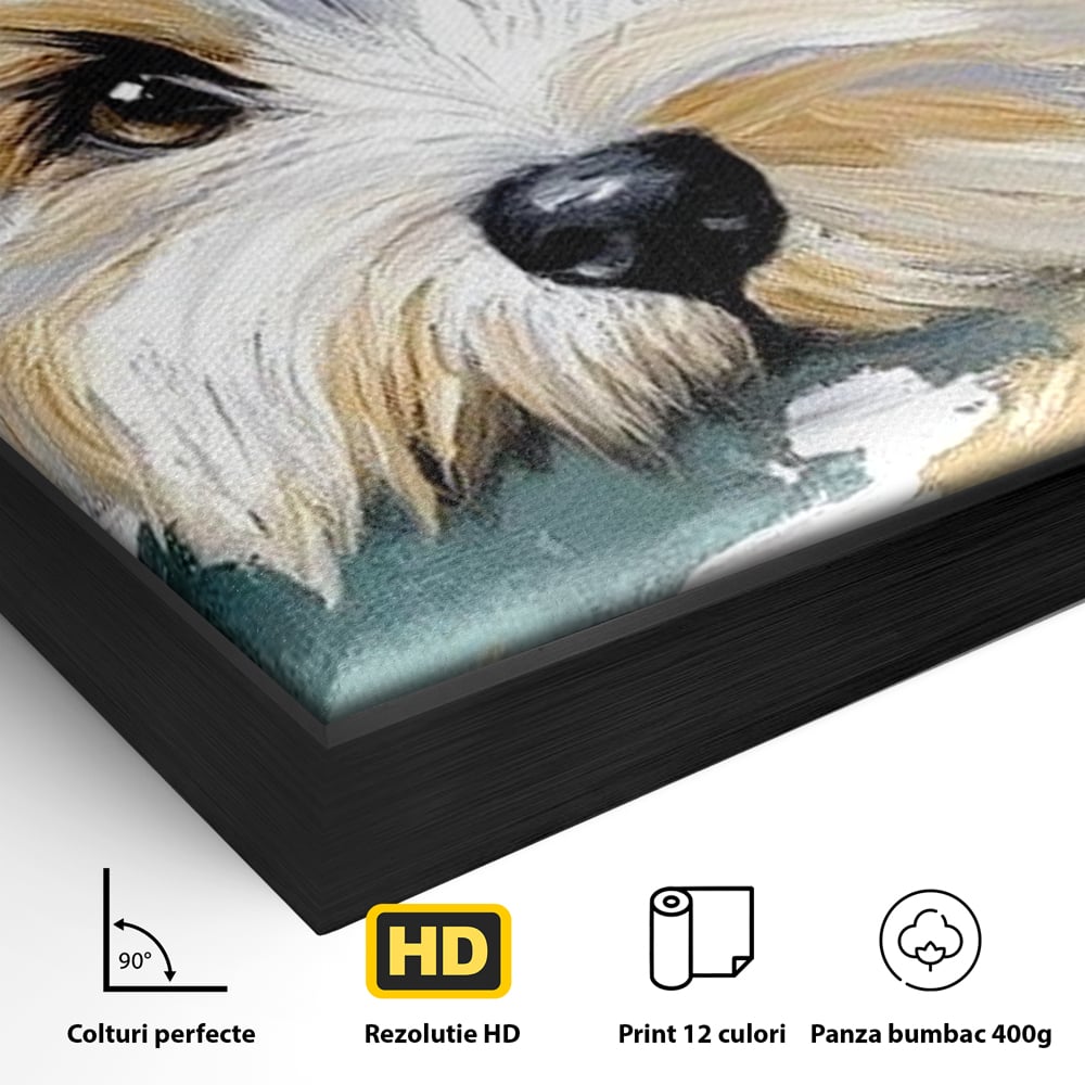 Tablou Canvas Premium, LuxCanva® M1262, Urechiuse la Panda, Yorkshire, Joaca, Curiozitate, Blanita, Simpatic, Privire, Portret, Perete, Pictura, Caine, Birou, Living, Camera Copil