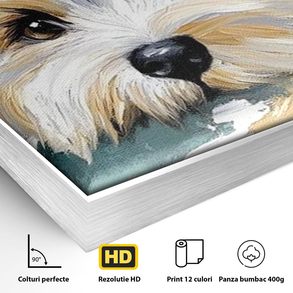 Tablou Canvas Premium, LuxCanva® M1262, Urechiuse la Panda, Yorkshire, Joaca, Curiozitate, Blanita, Simpatic, Privire, Portret, Perete, Pictura, Caine, Birou, Living, Camera Copil