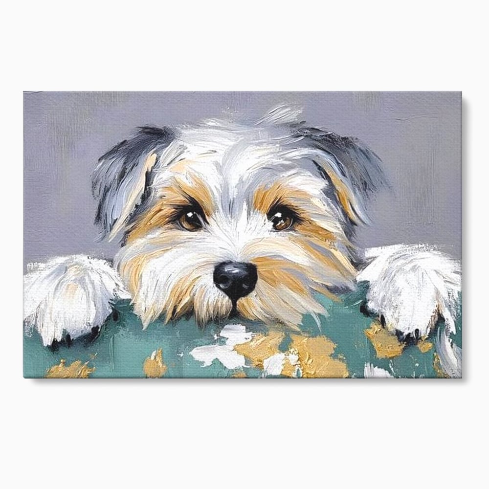 Tablou Canvas Premium, LuxCanva® M1262, Urechiuse la Panda, Yorkshire, Joaca, Curiozitate, Blanita, Simpatic, Privire, Portret, Perete, Pictura, Caine, Birou, Living, Camera Copil