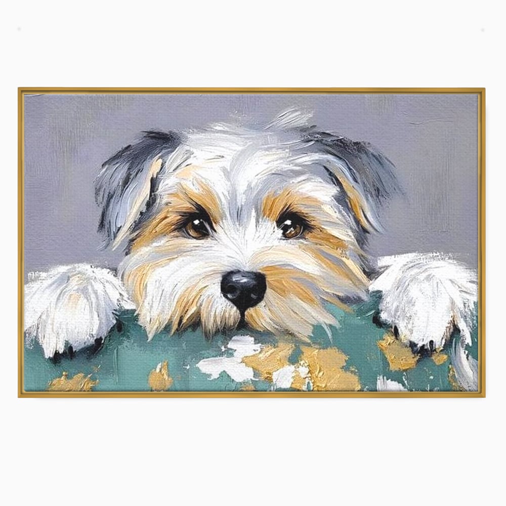 Tablou Canvas Premium, LuxCanva® M1262, Urechiuse la Panda, Yorkshire, Joaca, Curiozitate, Blanita, Simpatic, Privire, Portret, Perete, Pictura, Caine, Birou, Living, Camera Copil