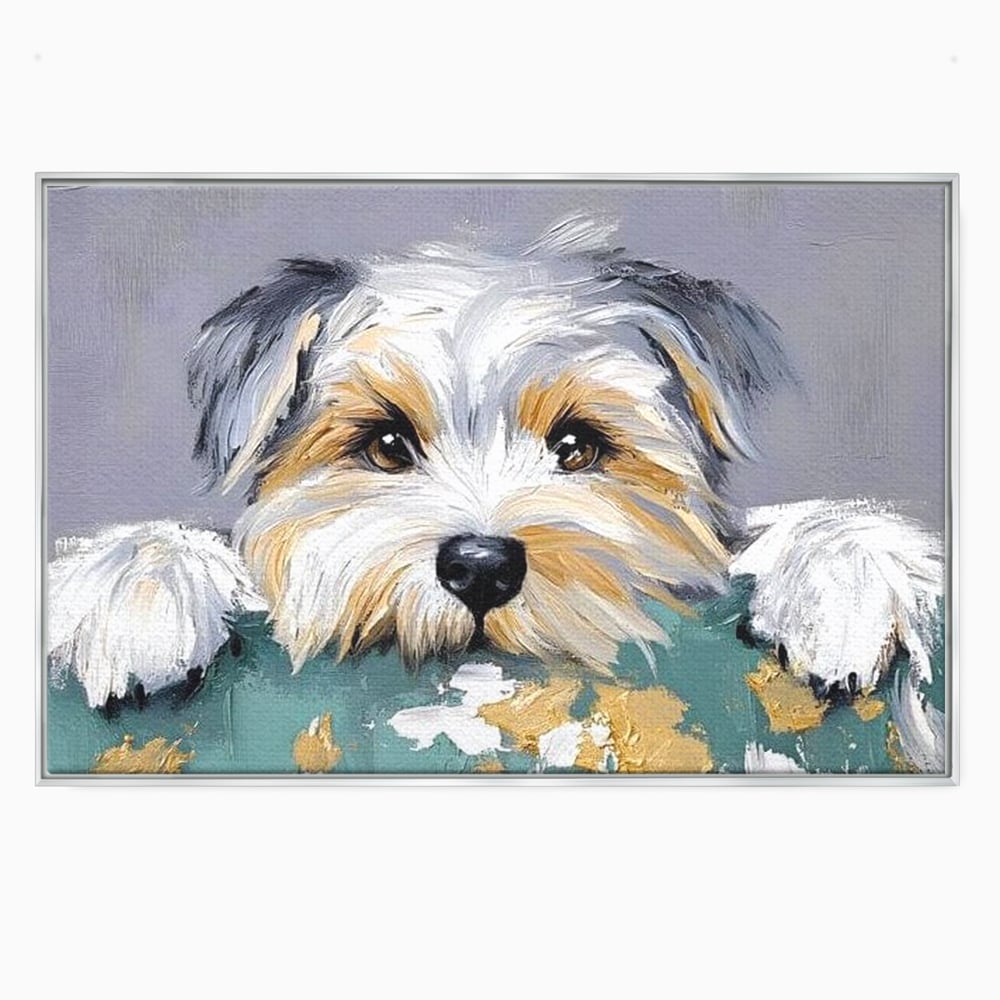 Tablou Canvas Premium, LuxCanva® M1262, Urechiuse la Panda, Yorkshire, Joaca, Curiozitate, Blanita, Simpatic, Privire, Portret, Perete, Pictura, Caine, Birou, Living, Camera Copil