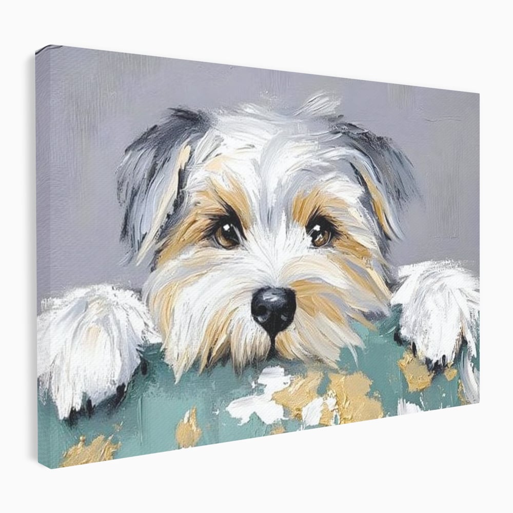 Tablou Canvas Premium, LuxCanva® M1262, Urechiuse la Panda, Yorkshire, Joaca, Curiozitate, Blanita, Simpatic, Privire, Portret, Perete, Pictura, Caine, Birou, Living, Camera Copil