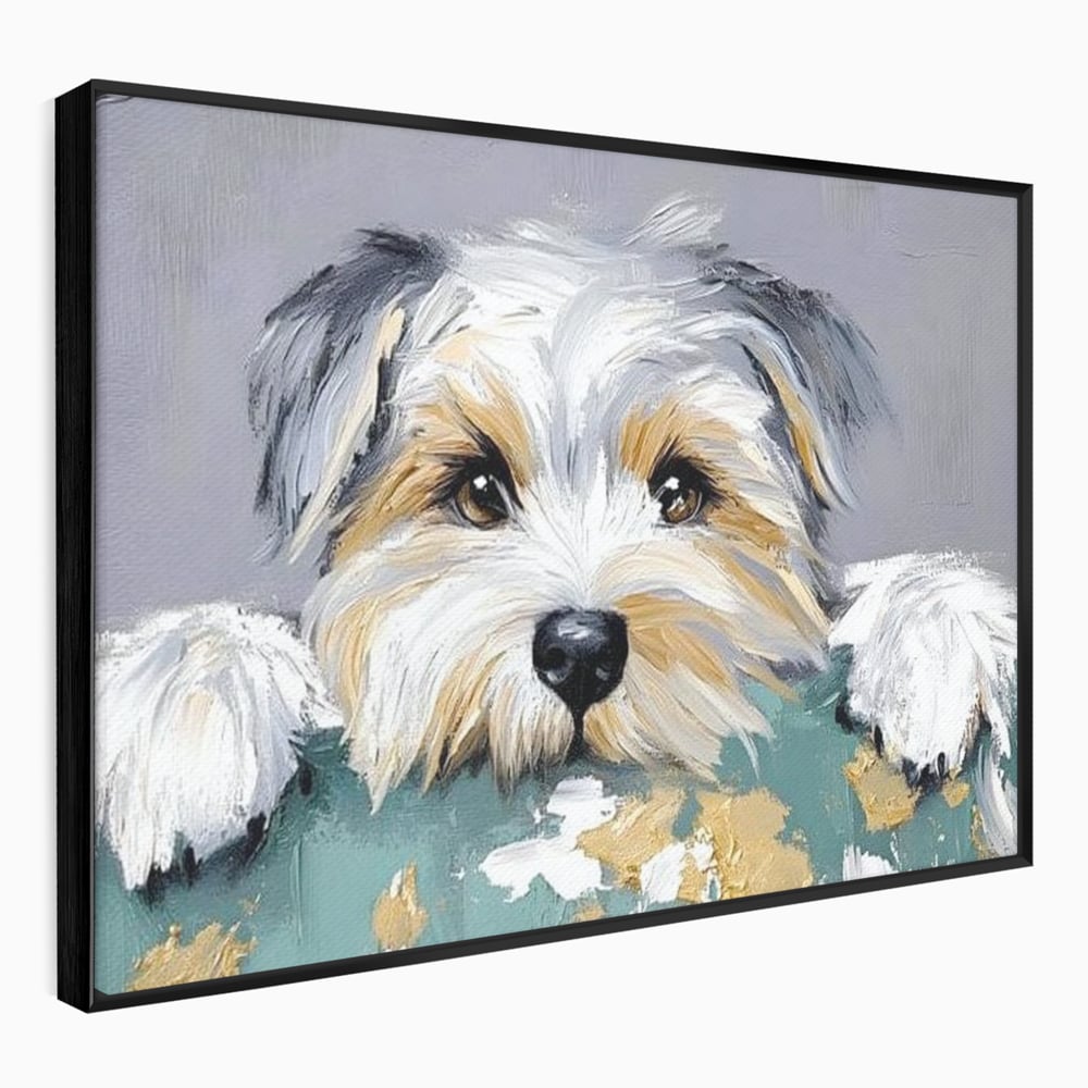 Tablou Canvas Premium, LuxCanva® M1262, Urechiuse la Panda, Yorkshire, Joaca, Curiozitate, Blanita, Simpatic, Privire, Portret, Perete, Pictura, Caine, Birou, Living, Camera Copil