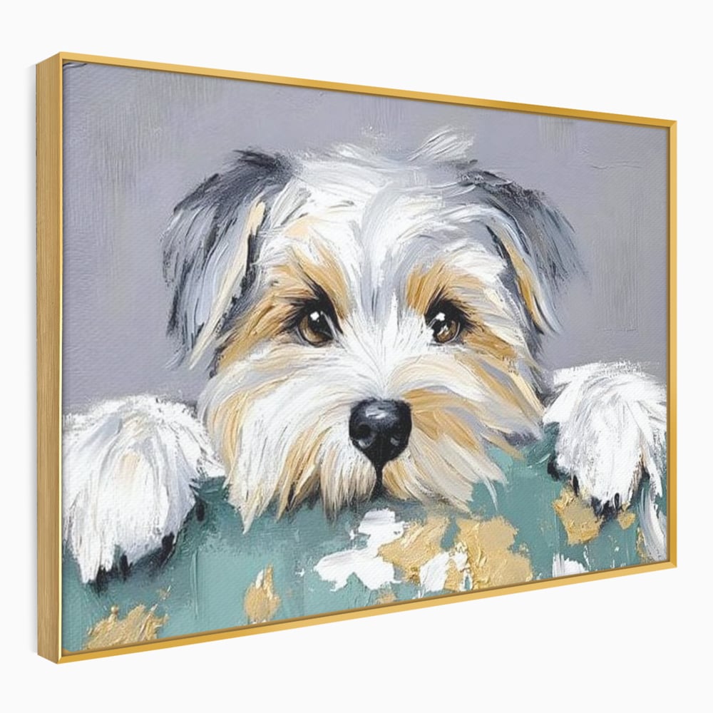 Tablou Canvas Premium, LuxCanva® M1262, Urechiuse la Panda, Yorkshire, Joaca, Curiozitate, Blanita, Simpatic, Privire, Portret, Perete, Pictura, Caine, Birou, Living, Camera Copil