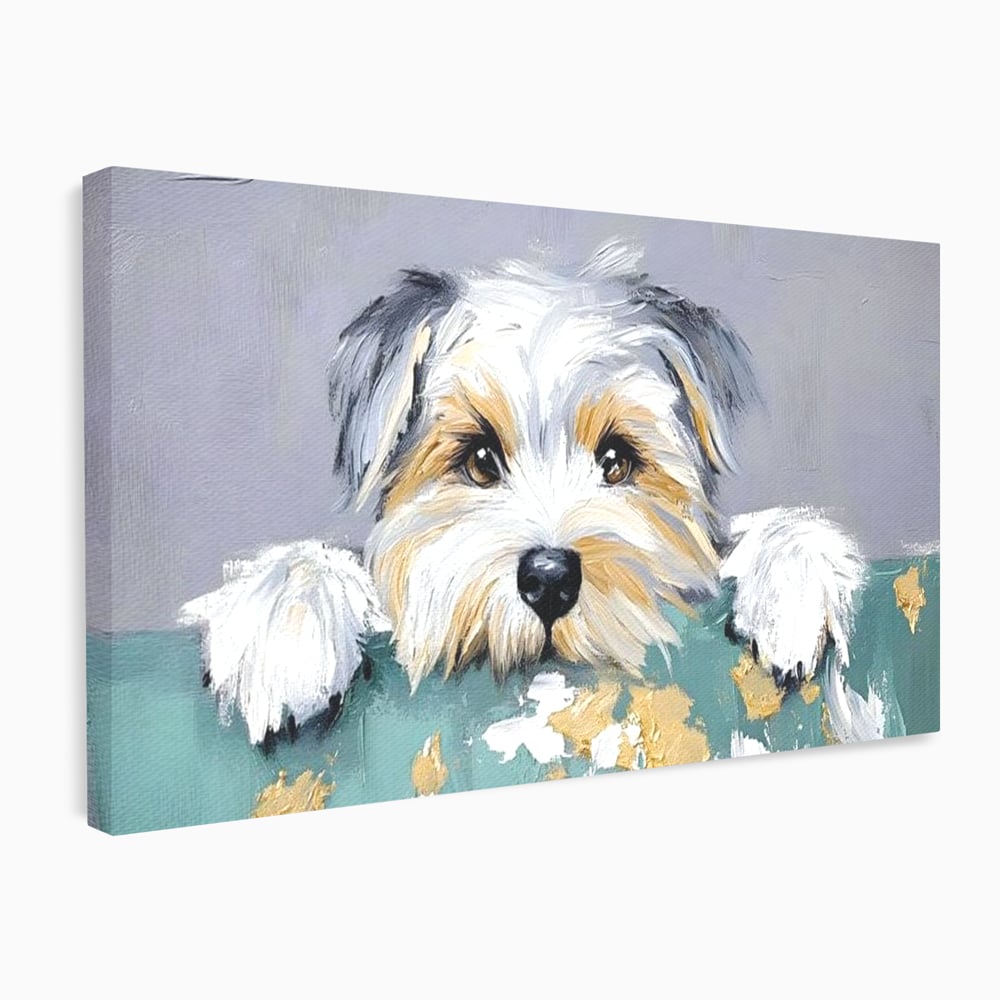 Tablou Canvas Premium, LuxCanva® M1262, Urechiuse la Panda, Yorkshire, Joaca, Curiozitate, Blanita, Simpatic, Privire, Portret, Perete, Pictura, Caine, Birou, Living, Camera Copil