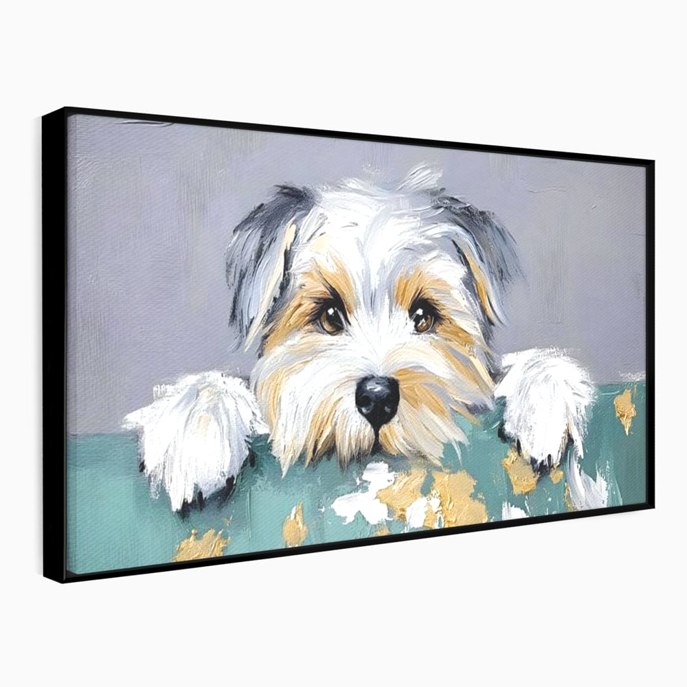 Tablou Canvas Premium, LuxCanva® M1262, Urechiuse la Panda, Yorkshire, Joaca, Curiozitate, Blanita, Simpatic, Privire, Portret, Perete, Pictura, Caine, Birou, Living, Camera Copil