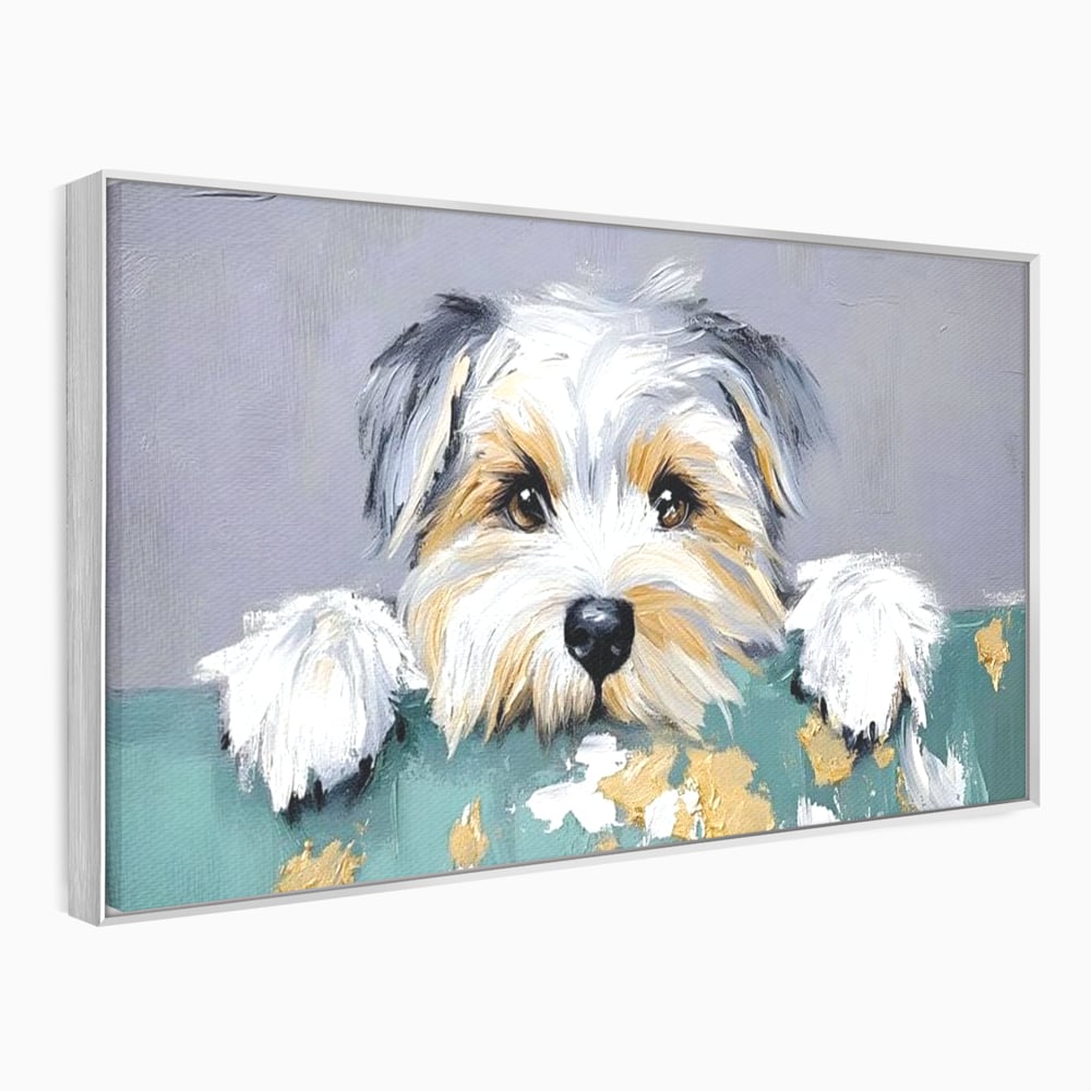 Tablou Canvas Premium, LuxCanva® M1262, Urechiuse la Panda, Yorkshire, Joaca, Curiozitate, Blanita, Simpatic, Privire, Portret, Perete, Pictura, Caine, Birou, Living, Camera Copil