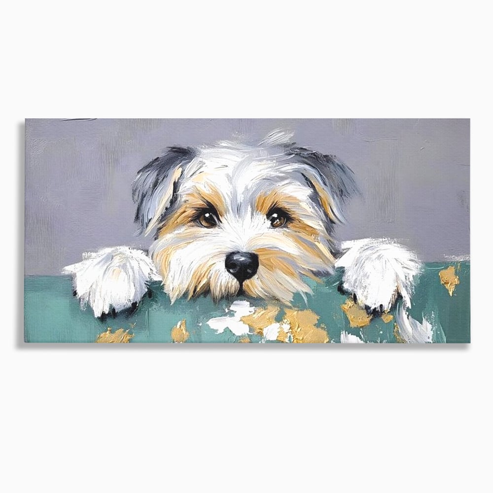 Tablou Canvas Premium, LuxCanva® M1262, Urechiuse la Panda, Yorkshire, Joaca, Curiozitate, Blanita, Simpatic, Privire, Portret, Perete, Pictura, Caine, Birou, Living, Camera Copil