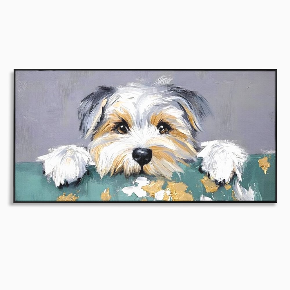 Tablou Canvas Premium, LuxCanva® M1262, Urechiuse la Panda, Yorkshire, Joaca, Curiozitate, Blanita, Simpatic, Privire, Portret, Perete, Pictura, Caine, Birou, Living, Camera Copil