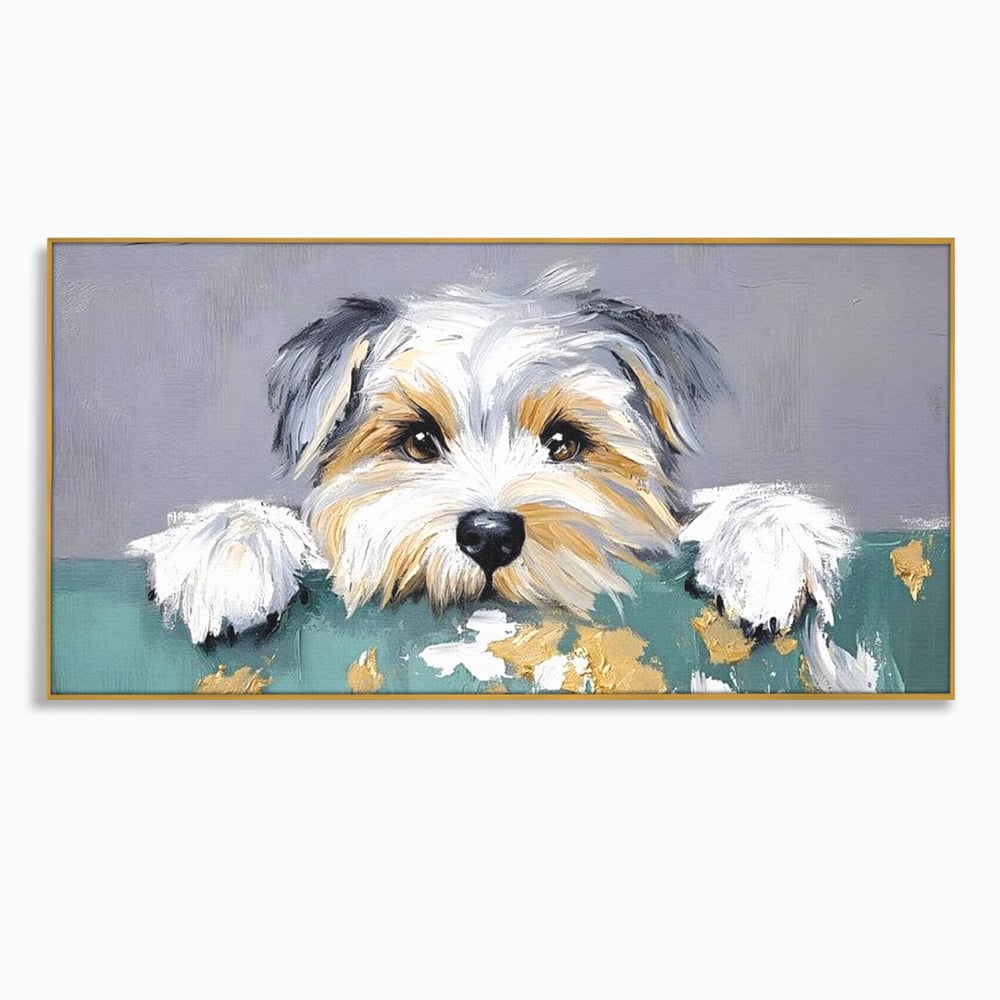 Tablou Canvas Premium, LuxCanva® M1262, Urechiuse la Panda, Yorkshire, Joaca, Curiozitate, Blanita, Simpatic, Privire, Portret, Perete, Pictura, Caine, Birou, Living, Camera Copil
