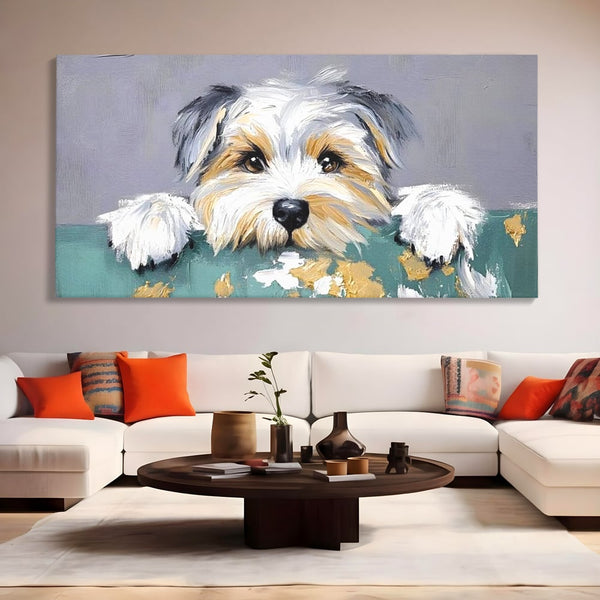 Tablou Canvas Premium, LuxCanva® M1262, Urechiuse la Panda, Yorkshire, Joaca, Curiozitate, Blanita, Simpatic, Privire, Portret, Perete, Pictura, Caine, Birou, Living, Camera Copil