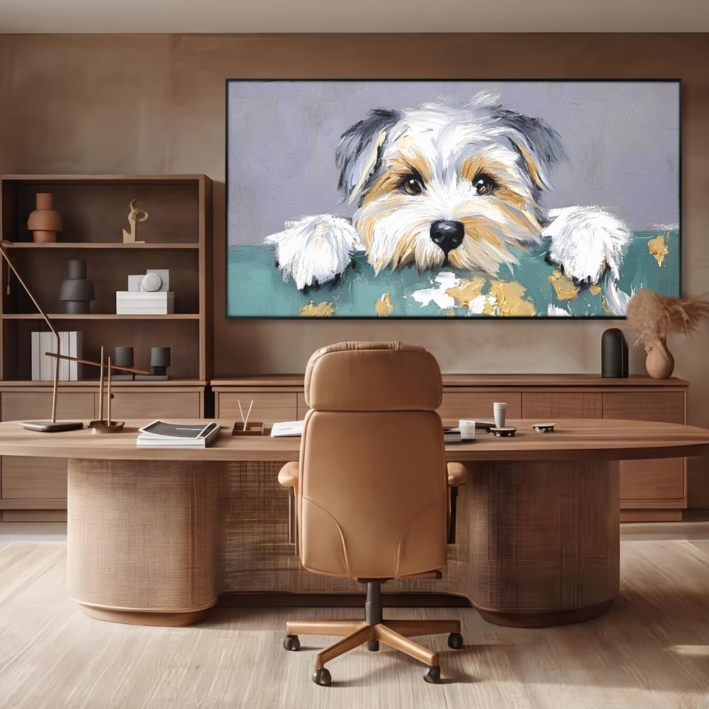 Tablou Canvas Premium, LuxCanva® M1262, Urechiuse la Panda, Yorkshire, Joaca, Curiozitate, Blanita, Simpatic, Privire, Portret, Perete, Pictura, Caine, Birou, Living, Camera Copil