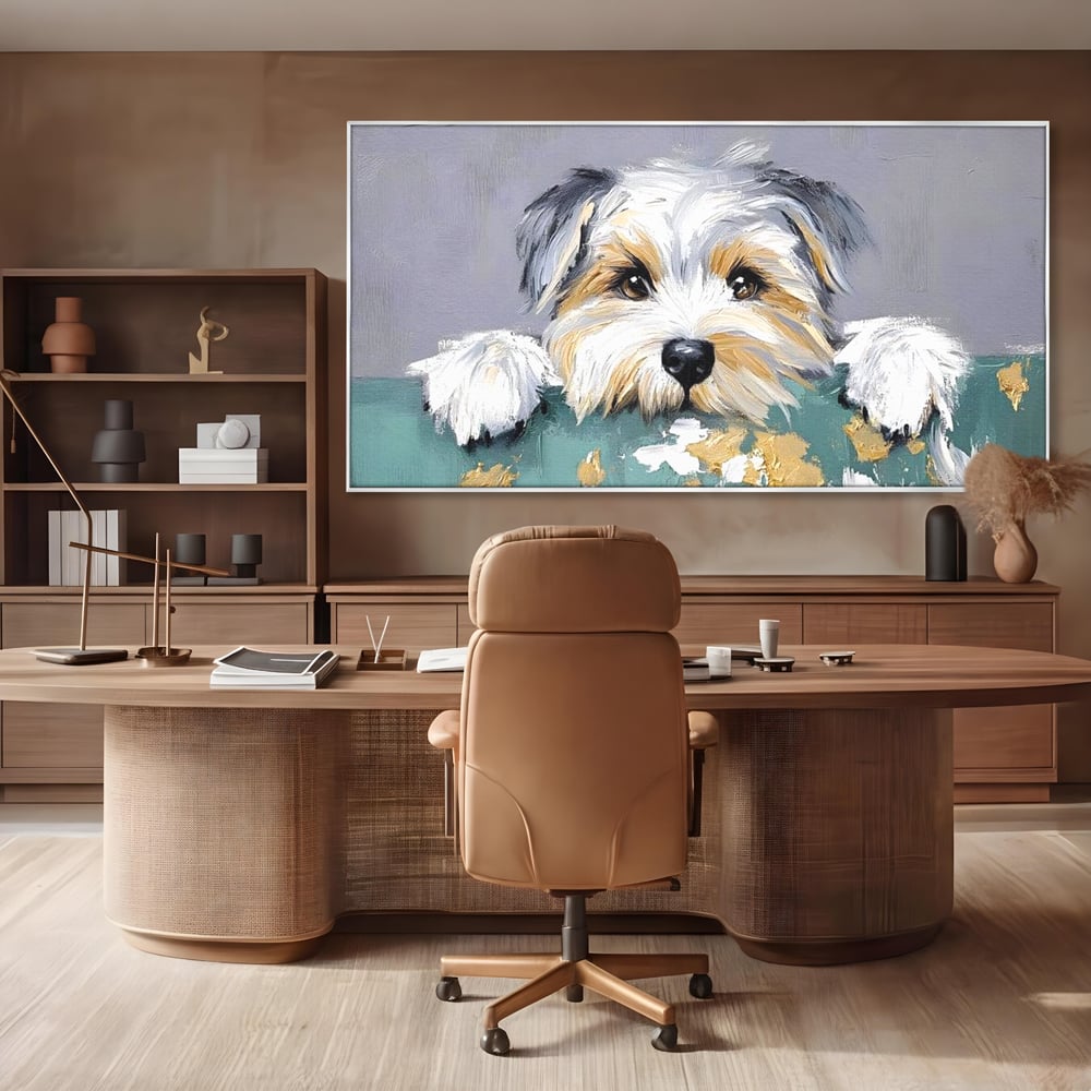 Tablou Canvas Premium, LuxCanva® M1262, Urechiuse la Panda, Yorkshire, Joaca, Curiozitate, Blanita, Simpatic, Privire, Portret, Perete, Pictura, Caine, Birou, Living, Camera Copil