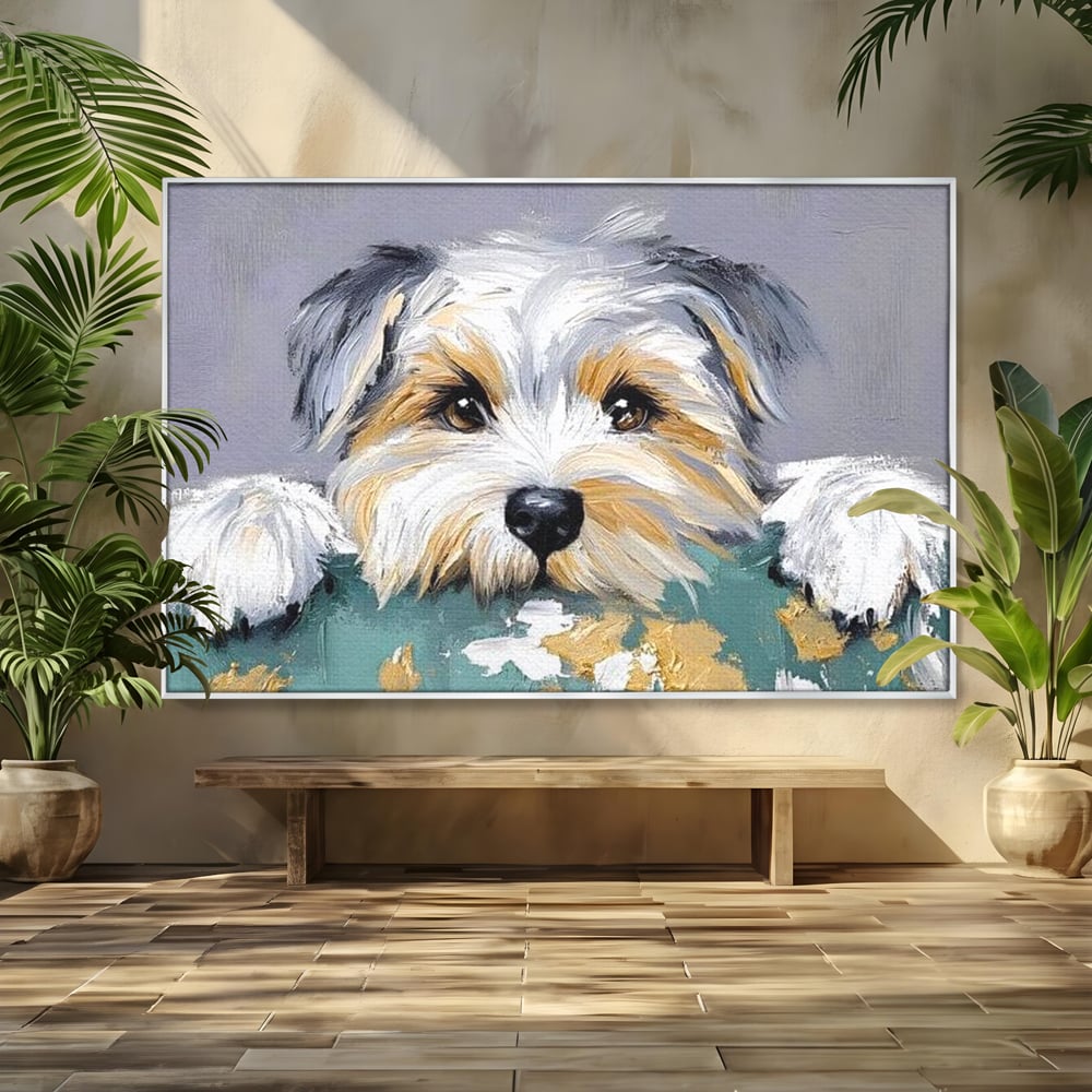 Tablou Canvas Premium, LuxCanva® M1262, Urechiuse la Panda, Yorkshire, Joaca, Curiozitate, Blanita, Simpatic, Privire, Portret, Perete, Pictura, Caine, Birou, Living, Camera Copil