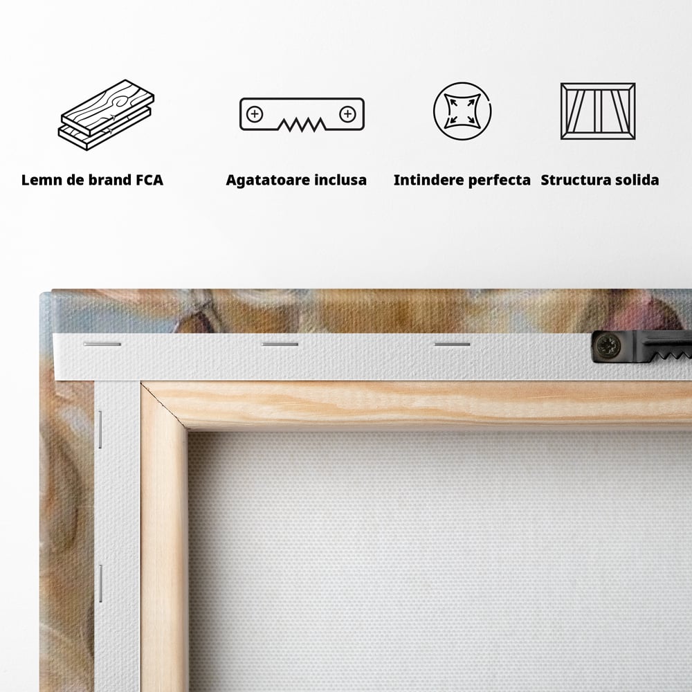 Tablou Canvas Premium, LuxCanva® M1264, Suflete Cuminti, Purcel, Caine, Animale, Odihna, Relaxare, Prietenie, Imbratisare, Copilarie, Pictura, Visatori, Roz, Birou, Living, Camera Copil