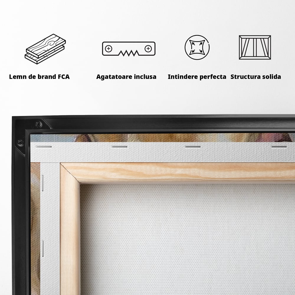 Tablou Canvas Premium, LuxCanva® M1264, Suflete Cuminti, Purcel, Caine, Animale, Odihna, Relaxare, Prietenie, Imbratisare, Copilarie, Pictura, Visatori, Roz, Birou, Living, Camera Copil
