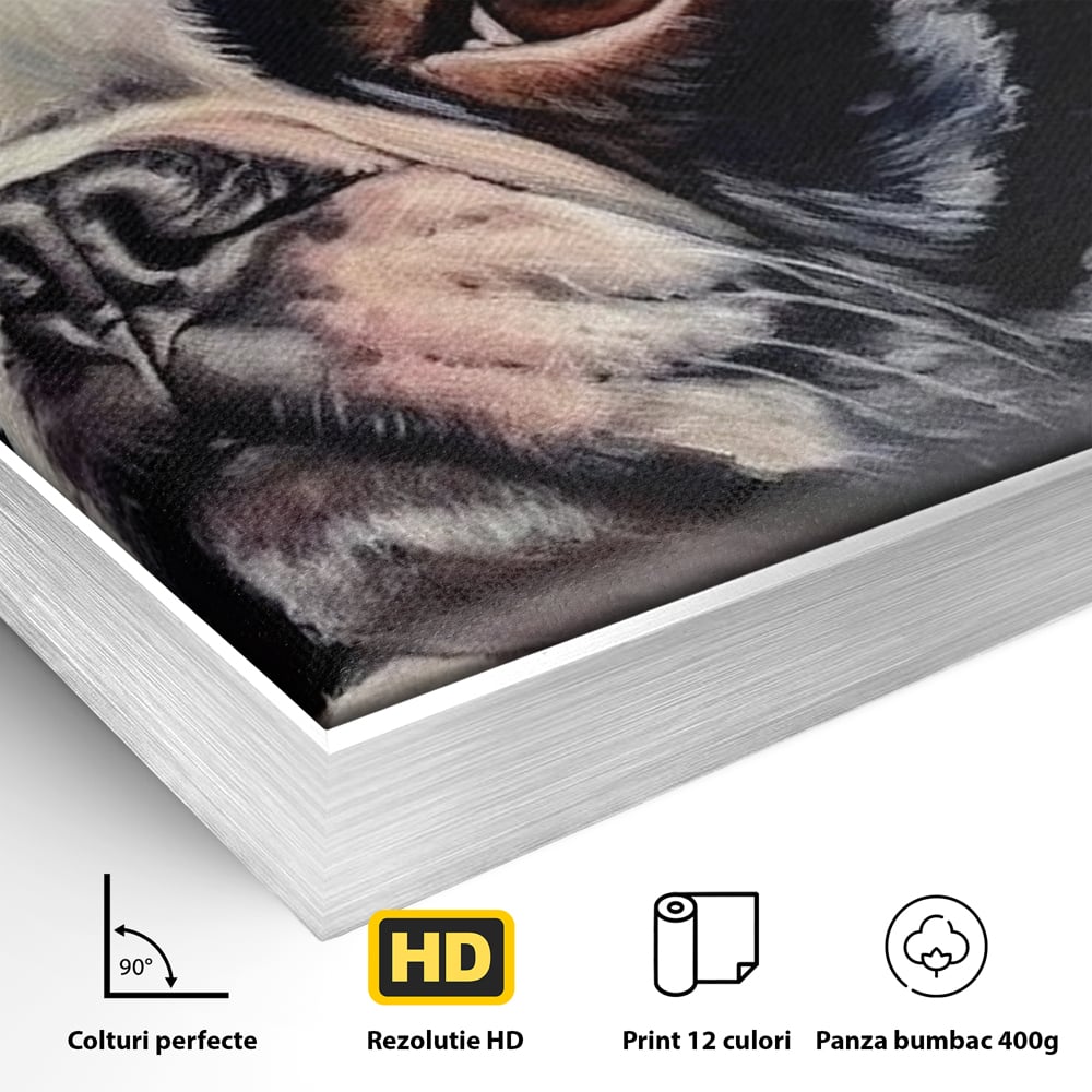 Leinwandbilder Premium, LuxCanva® M1265, Boston unter der Flagge, Patriotismus, Flagge, Amerika, Hund, Freiheit, Ehre, Mut, Freiheit, Portrait, Profil, Büro, Wohnen, Kinderzimmer