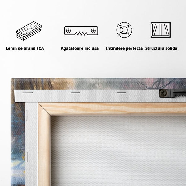Tablou Canvas Premium, LuxCanva® M1266, Sub Mantia Zapezii, Labrador, Caine, Iarna, Anotimp, Zapada, Flori, Vegetatie, Copaci, Prieten, Peisaj, Lumina, Birou, Living, Camera Copil