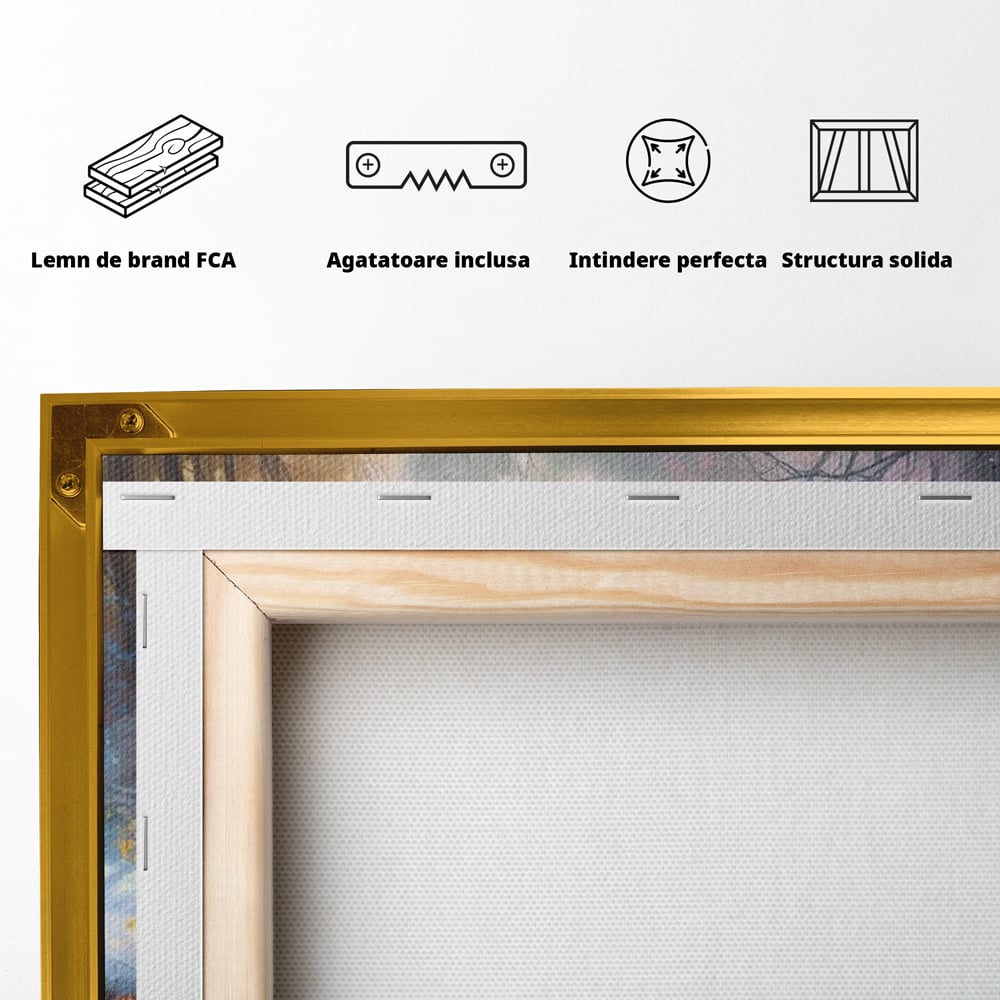 Tablou Canvas Premium, LuxCanva® M1266, Sub Mantia Zapezii, Labrador, Caine, Iarna, Anotimp, Zapada, Flori, Vegetatie, Copaci, Prieten, Peisaj, Lumina, Birou, Living, Camera Copil