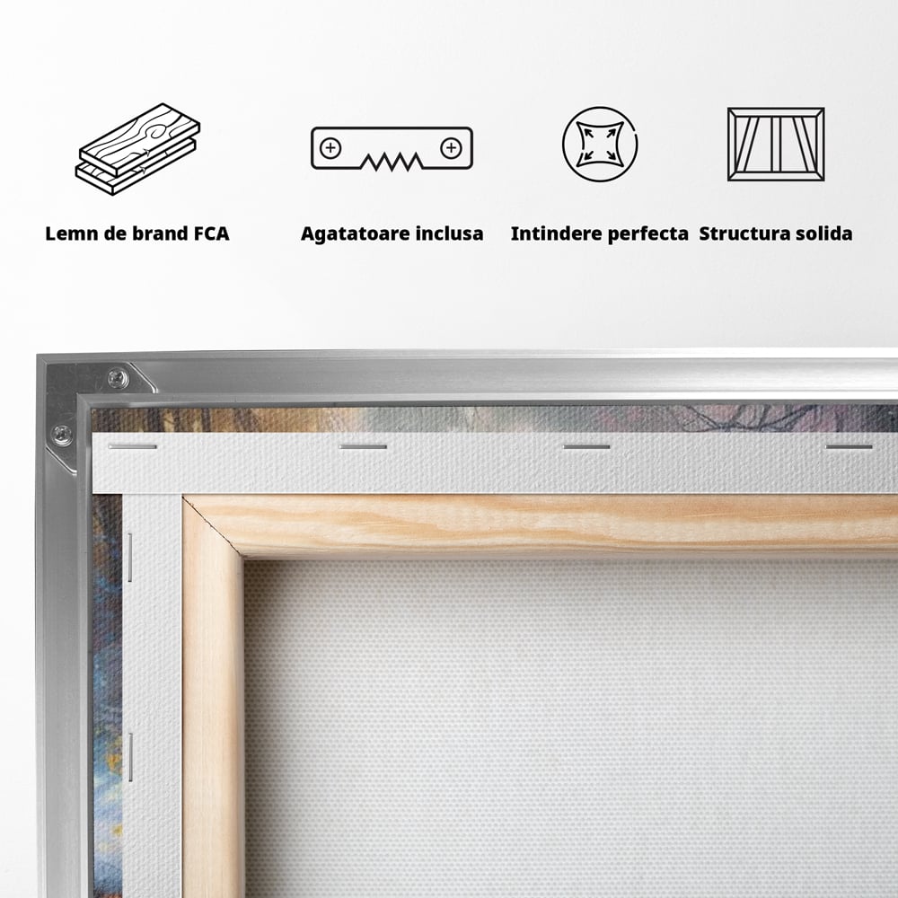 Tablou Canvas Premium, LuxCanva® M1266, Sub Mantia Zapezii, Labrador, Caine, Iarna, Anotimp, Zapada, Flori, Vegetatie, Copaci, Prieten, Peisaj, Lumina, Birou, Living, Camera Copil