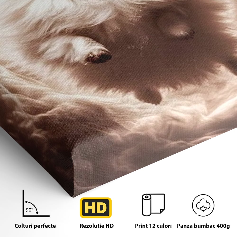 Tablou Canvas Premium, LuxCanva® M1268, Taramul Viselor Pufoase, Pomeranian, Pufos, Vortex, Nori, Mistic, Catel, Blanos, Lumina, Angelic, Miscare, Fantastic, Birou, Living, Camera Copil
