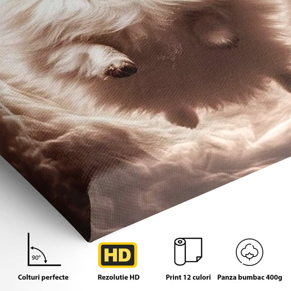 Tablou Canvas Premium, LuxCanva® M1268, Taramul Viselor Pufoase, Pomeranian, Pufos, Vortex, Nori, Mistic, Catel, Blanos, Lumina, Angelic, Miscare, Fantastic, Birou, Living, Camera Copil