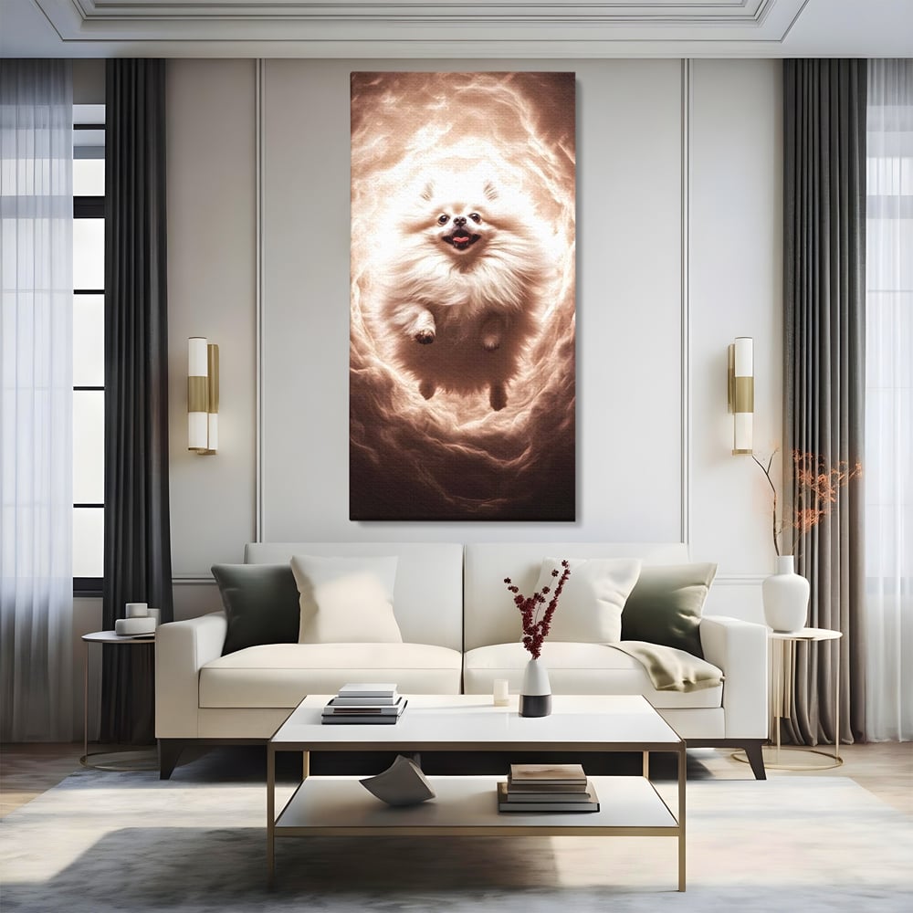 Tablou Canvas Premium, LuxCanva® M1268, Taramul Viselor Pufoase, Pomeranian, Pufos, Vortex, Nori, Mistic, Catel, Blanos, Lumina, Angelic, Miscare, Fantastic, Birou, Living, Camera Copil