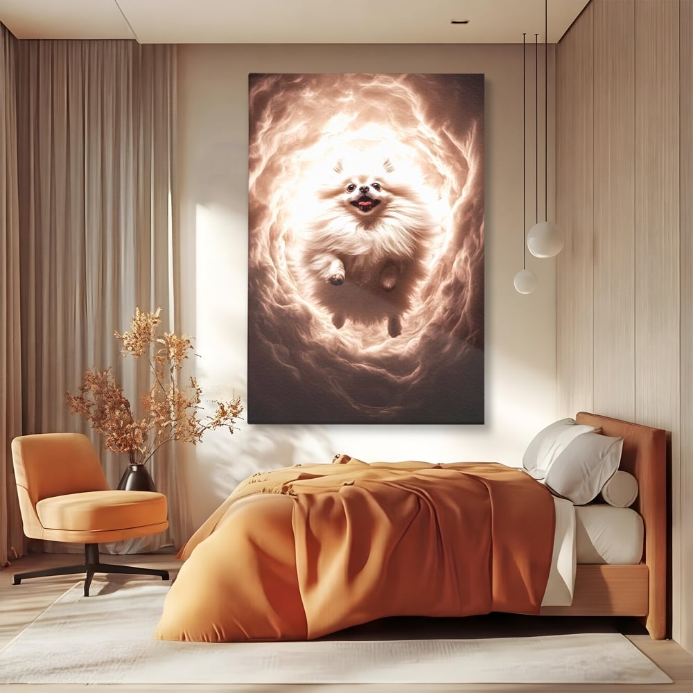 Tablou Canvas Premium, LuxCanva® M1268, Taramul Viselor Pufoase, Pomeranian, Pufos, Vortex, Nori, Mistic, Catel, Blanos, Lumina, Angelic, Miscare, Fantastic, Birou, Living, Camera Copil