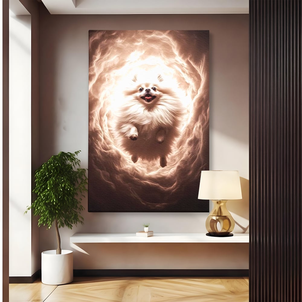 Tablou Canvas Premium, LuxCanva® M1268, Taramul Viselor Pufoase, Pomeranian, Pufos, Vortex, Nori, Mistic, Catel, Blanos, Lumina, Angelic, Miscare, Fantastic, Birou, Living, Camera Copil