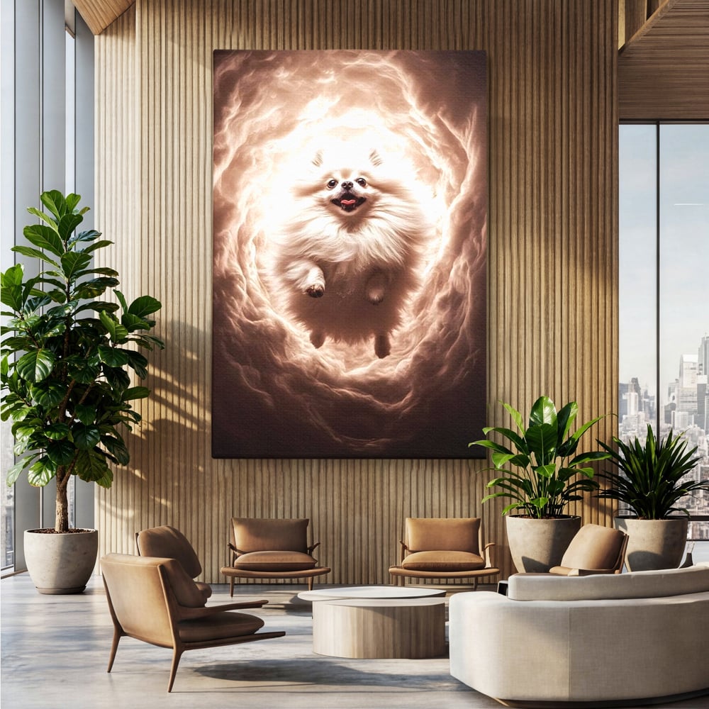 Tablou Canvas Premium, LuxCanva® M1268, Taramul Viselor Pufoase, Pomeranian, Pufos, Vortex, Nori, Mistic, Catel, Blanos, Lumina, Angelic, Miscare, Fantastic, Birou, Living, Camera Copil