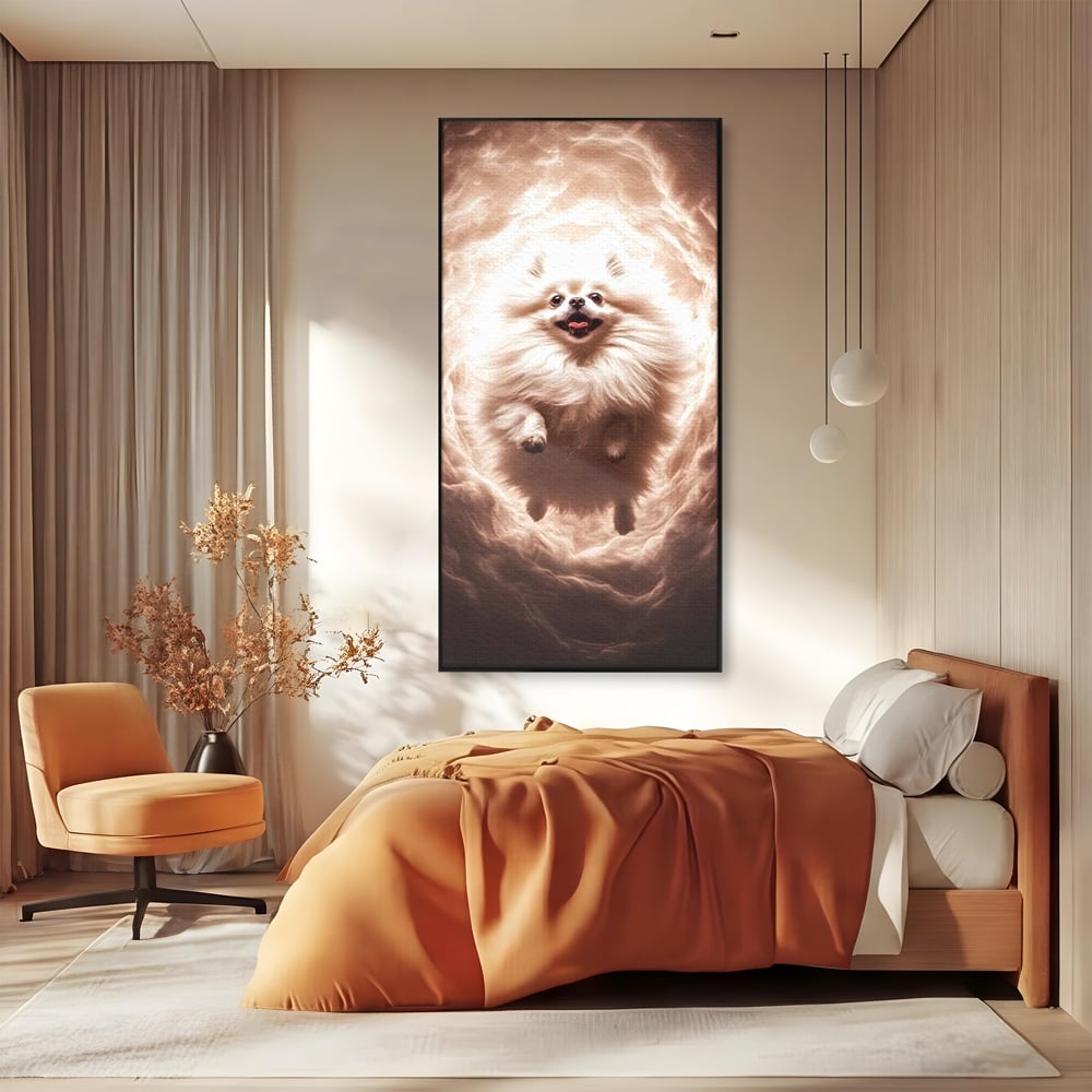 Tablou Canvas Premium, LuxCanva® M1268, Taramul Viselor Pufoase, Pomeranian, Pufos, Vortex, Nori, Mistic, Catel, Blanos, Lumina, Angelic, Miscare, Fantastic, Birou, Living, Camera Copil