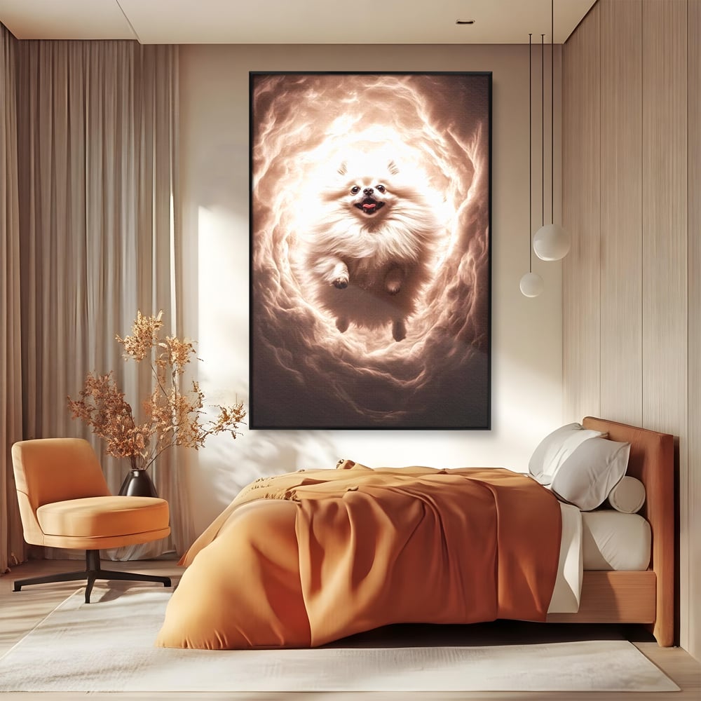 Tablou Canvas Premium, LuxCanva® M1268, Taramul Viselor Pufoase, Pomeranian, Pufos, Vortex, Nori, Mistic, Catel, Blanos, Lumina, Angelic, Miscare, Fantastic, Birou, Living, Camera Copil