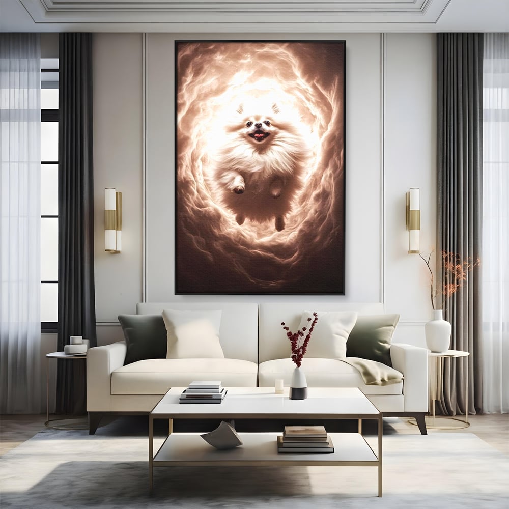 Tablou Canvas Premium, LuxCanva® M1268, Taramul Viselor Pufoase, Pomeranian, Pufos, Vortex, Nori, Mistic, Catel, Blanos, Lumina, Angelic, Miscare, Fantastic, Birou, Living, Camera Copil