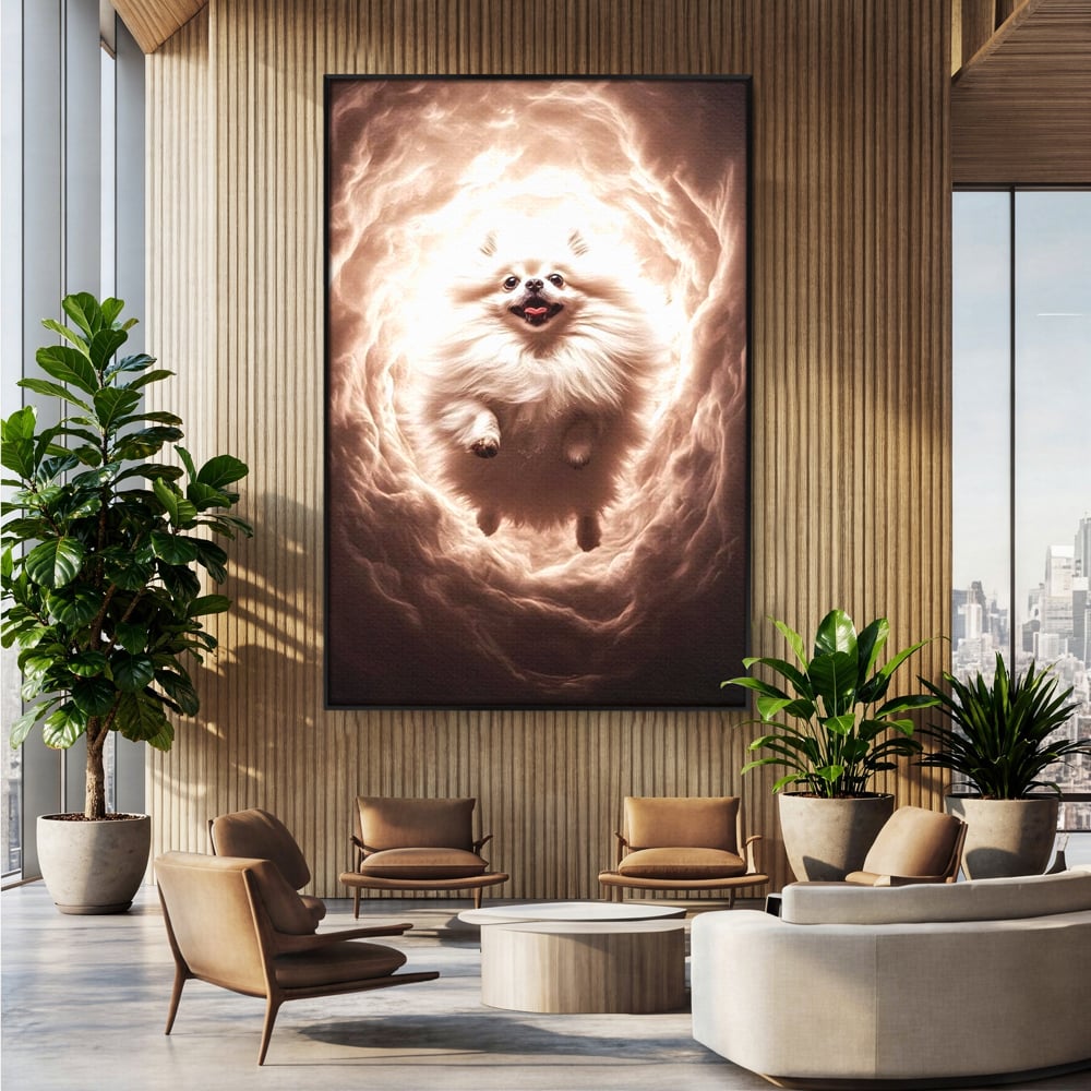 Tablou Canvas Premium, LuxCanva® M1268, Taramul Viselor Pufoase, Pomeranian, Pufos, Vortex, Nori, Mistic, Catel, Blanos, Lumina, Angelic, Miscare, Fantastic, Birou, Living, Camera Copil