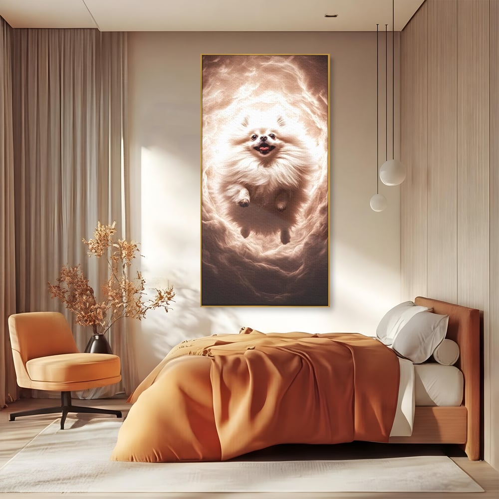 Tablou Canvas Premium, LuxCanva® M1268, Taramul Viselor Pufoase, Pomeranian, Pufos, Vortex, Nori, Mistic, Catel, Blanos, Lumina, Angelic, Miscare, Fantastic, Birou, Living, Camera Copil