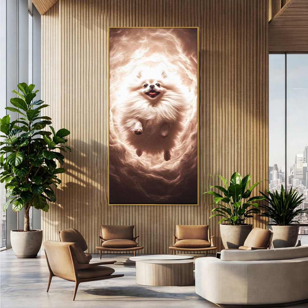 Tablou Canvas Premium, LuxCanva® M1268, Taramul Viselor Pufoase, Pomeranian, Pufos, Vortex, Nori, Mistic, Catel, Blanos, Lumina, Angelic, Miscare, Fantastic, Birou, Living, Camera Copil