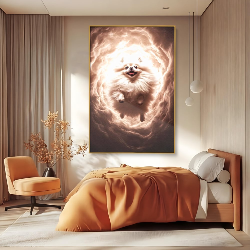 Tablou Canvas Premium, LuxCanva® M1268, Taramul Viselor Pufoase, Pomeranian, Pufos, Vortex, Nori, Mistic, Catel, Blanos, Lumina, Angelic, Miscare, Fantastic, Birou, Living, Camera Copil