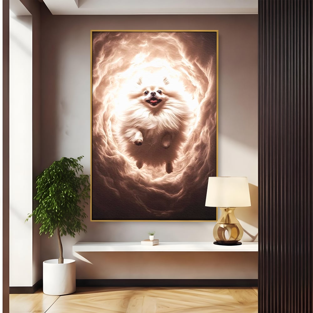 Tablou Canvas Premium, LuxCanva® M1268, Taramul Viselor Pufoase, Pomeranian, Pufos, Vortex, Nori, Mistic, Catel, Blanos, Lumina, Angelic, Miscare, Fantastic, Birou, Living, Camera Copil