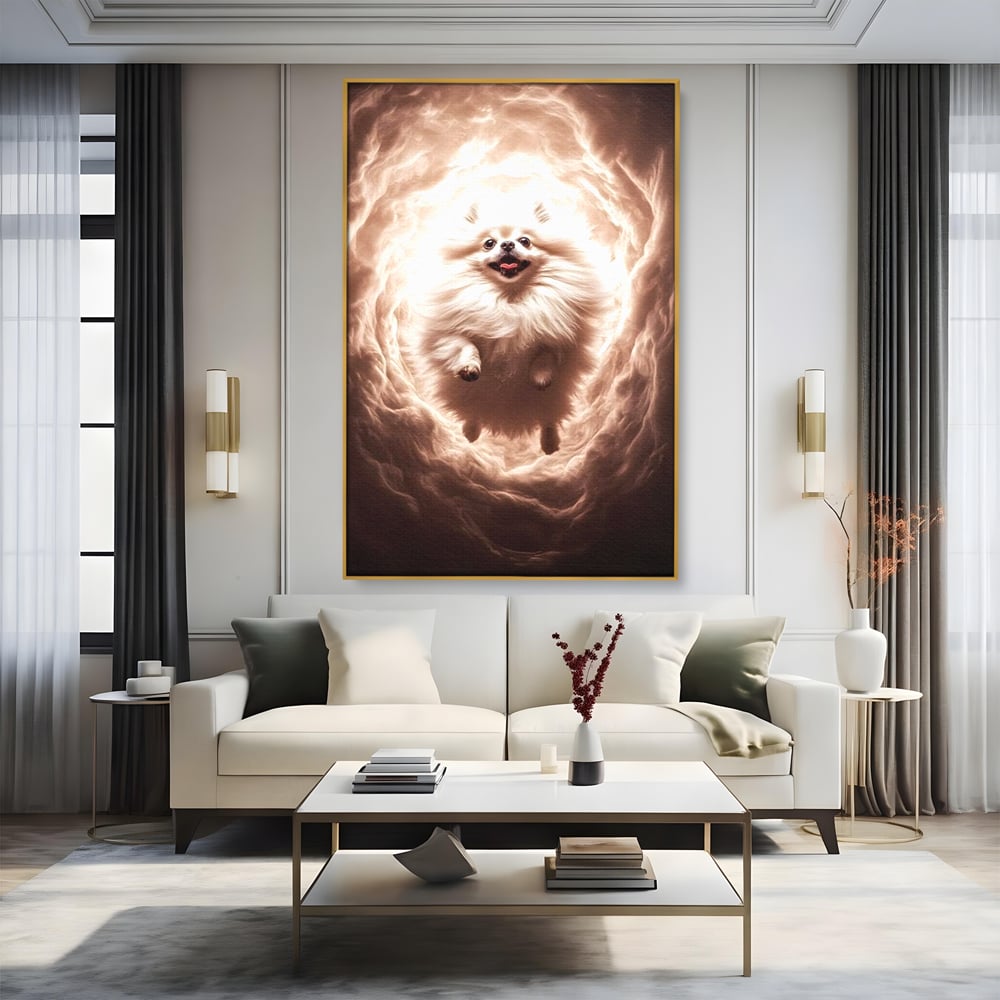 Tablou Canvas Premium, LuxCanva® M1268, Taramul Viselor Pufoase, Pomeranian, Pufos, Vortex, Nori, Mistic, Catel, Blanos, Lumina, Angelic, Miscare, Fantastic, Birou, Living, Camera Copil