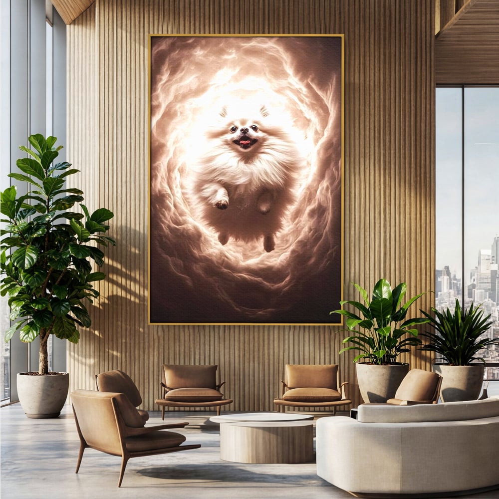 Tablou Canvas Premium, LuxCanva® M1268, Taramul Viselor Pufoase, Pomeranian, Pufos, Vortex, Nori, Mistic, Catel, Blanos, Lumina, Angelic, Miscare, Fantastic, Birou, Living, Camera Copil
