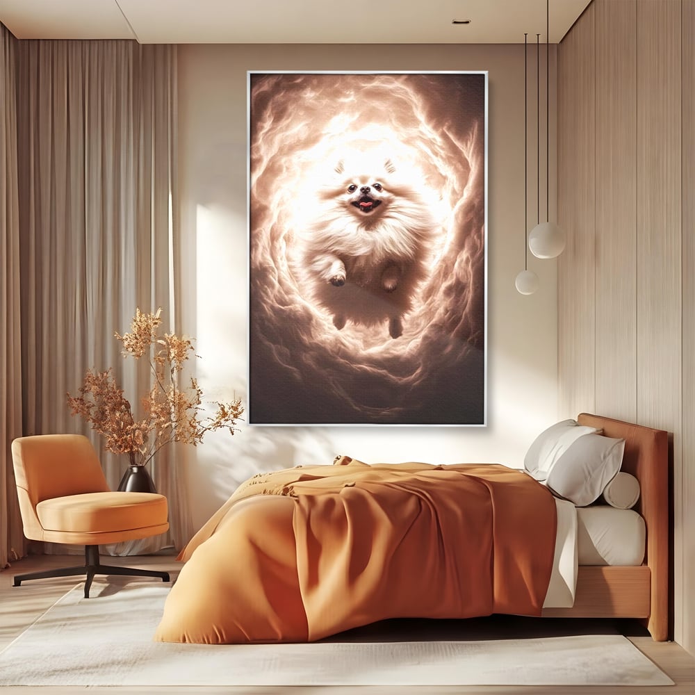 Tablou Canvas Premium, LuxCanva® M1268, Taramul Viselor Pufoase, Pomeranian, Pufos, Vortex, Nori, Mistic, Catel, Blanos, Lumina, Angelic, Miscare, Fantastic, Birou, Living, Camera Copil