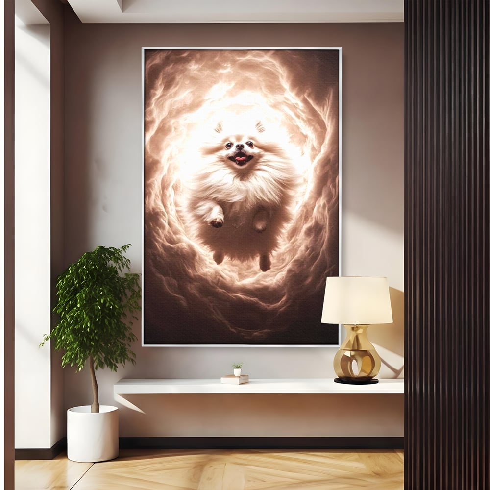 Tablou Canvas Premium, LuxCanva® M1268, Taramul Viselor Pufoase, Pomeranian, Pufos, Vortex, Nori, Mistic, Catel, Blanos, Lumina, Angelic, Miscare, Fantastic, Birou, Living, Camera Copil